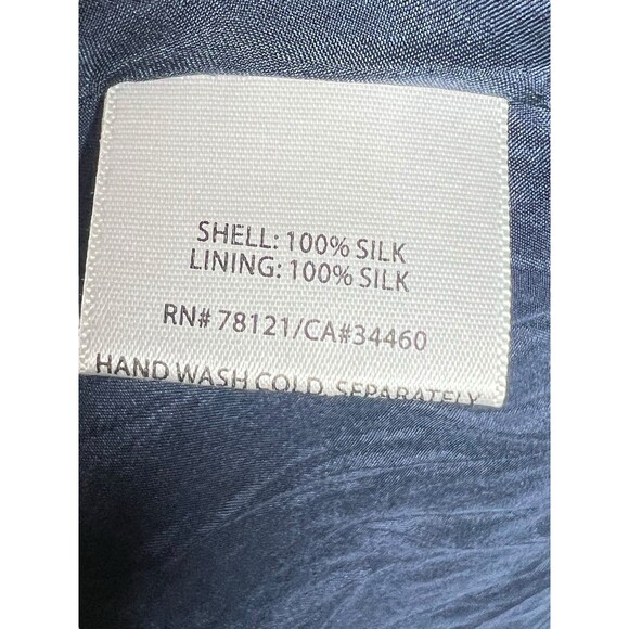 Eileen Fisher‎ Blue 100% Silk Tiered Sleeveless Maxi Dress Womens Petite Medium - Picture 15 of 16